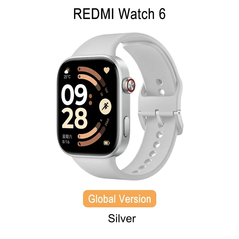 Global Version Redmi Watch 6 Smartwtach 2.07" AMOLED Large Screen 9.9mm Ultra-Thin Body 550mAh Battery 150+ Sports Modes 5ATM
