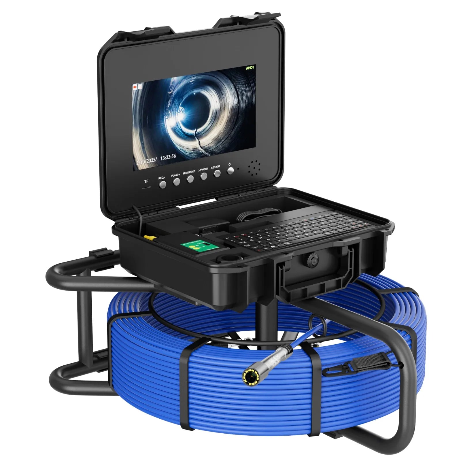 10.1inch IPS Sewer Pipe Inspection Camera with 512hz Locator Meter Counter DVR  7mm Cable Auto Self-Leveling  AHD 1080P Borescop