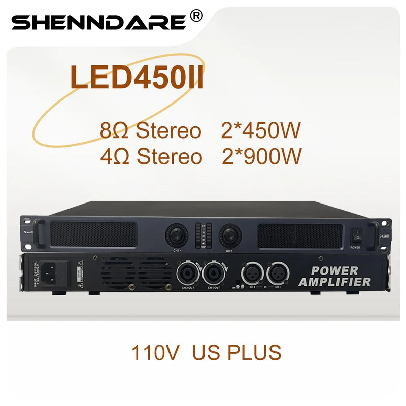 SenMicre LED450 4X450W 8Ohm Professional Digital Power Amplifier 4 Channel Sound Amplifier DJ Subwoofer AMP 4X1200W 4Ohm Class D