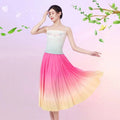 Colorful Gradient Long Skirt Summer Casual Dance Dress Loose Comfortable Stylish Outfit Middle Aged Elderly Dancing Wear Soft