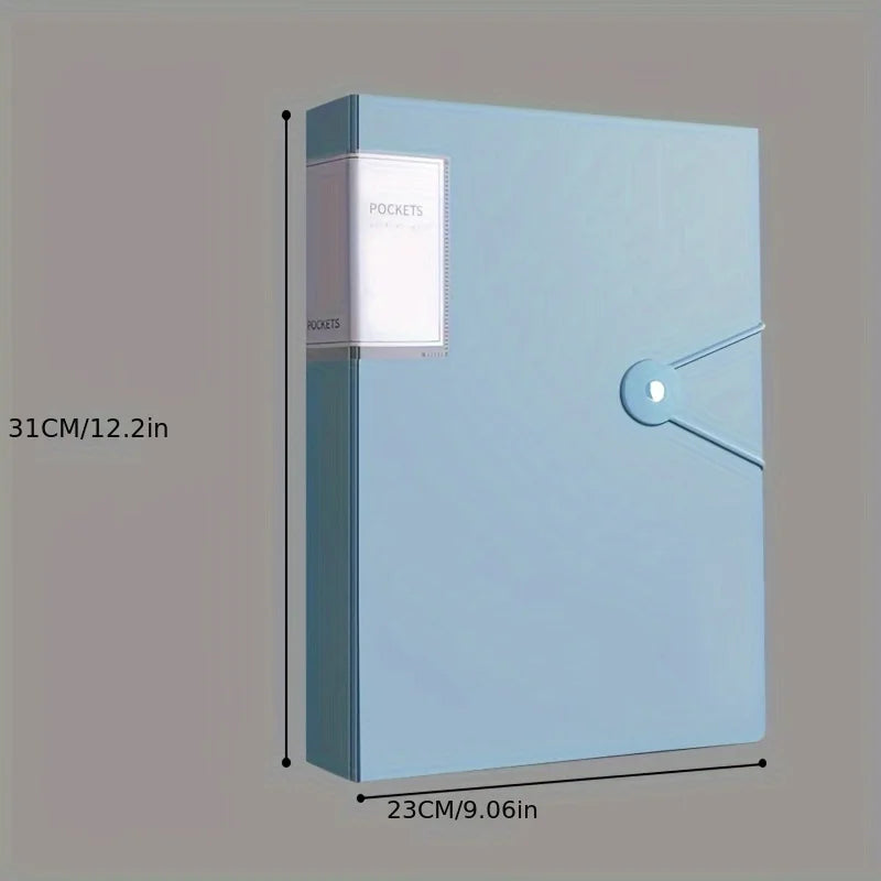 A4 Display Paper File Folder 40/60/100 Pockets Document Organizer with Snap Closure Office School Stationery