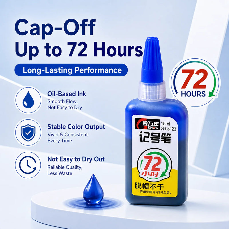 15ml 45mm Oil-Based Marker Refill Ink Cap off Feature Blue Red Black Color up to 72 Hours Durability for Business Supplies