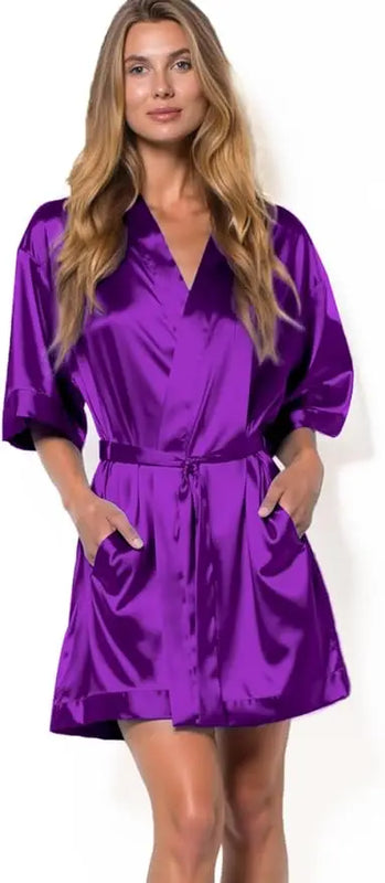 Hot Women Short Silk Bridesmaid Bride Robe Sexy Satin | SAMAG