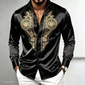 Men's Retro Baroque Printed Satin Silk Shirt Long Sleeved | SAMAG