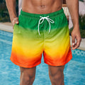 Men's Beach Shorts Gradient Color Block Drawstring Summer | SAMAG
