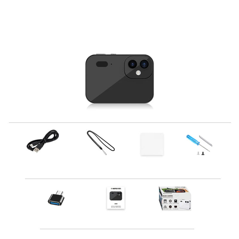 4K CCD Digital Camera 64MP Digital Flash Video Camera with Touch Screen 16X Digital Zoom IR Night Vision Camera Black