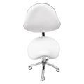 Rolling Saddle Stool Work Chair Height Adjustable  with Wheels +Backrest Heavy Duty