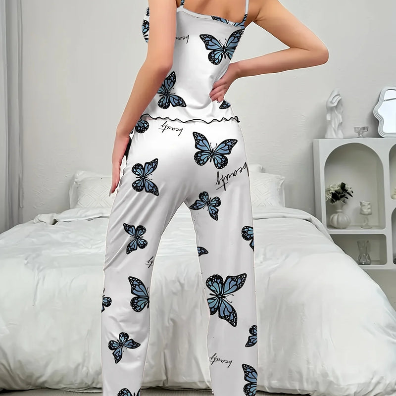 Women's Four-Season Camisole with Blue Butterfly Print | SAMAG