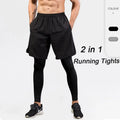 2026 Two-piece Men's Sports Trousers Quick Dry Elastic Basketball Training Pants Summer Thin Fitness Running Tights Casual Pants