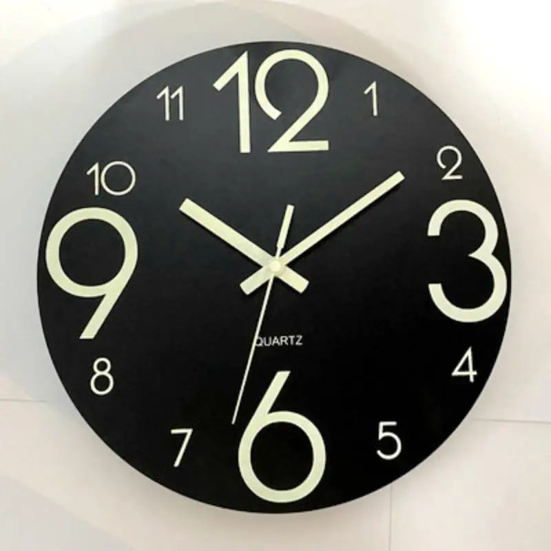 8 Inch Luminous Wall Clock Wood Silent light in dark night Nordic Fashion Wall Clock Non Ticking Clock With Night Light