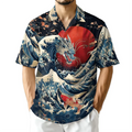 Dragon Print Aloha Shirt Men Women Bold Golden Graphic | SAMAG