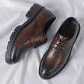 Men's Business High Heeled Leather Shoes Casual Thick Sole 10cm Height Increasing Hand Painted Pattern Trendy Formal Dress Shoes
