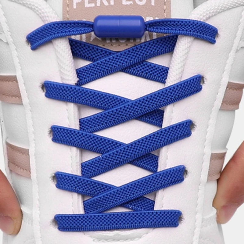 New 1Pair/3Pair Metal Lock Shoe Laces for Sneakers Elastic Stretch No Tie Shoelaces Casual Shoes Running Shoes