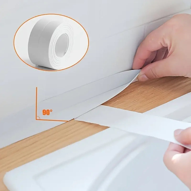 3.2m PVC Waterproof Sealing Tape for Bathroom Sink, Shower, Bathtub and Toilet - Self Adhesive Wall Sticker