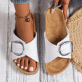 Women's simple solid color buckle cover for wearing flat heeled straight slippers