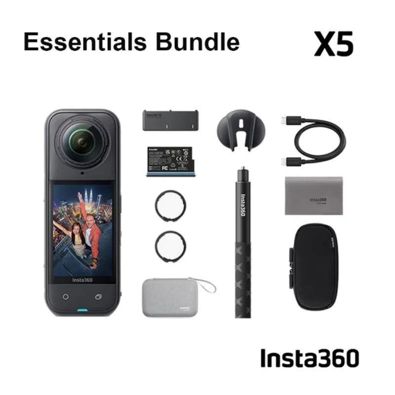 Insta360 X5 Action Camera Waterproof 8K 30fps Replaceable Lenses Triple AI Chip Superior Low Light 185 Mins Run Life