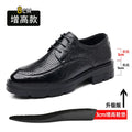 Men's Business High Heeled Leather Shoes Casual Thick Sole 10cm Height Increasing Hand Painted Pattern Trendy Formal Dress Shoes