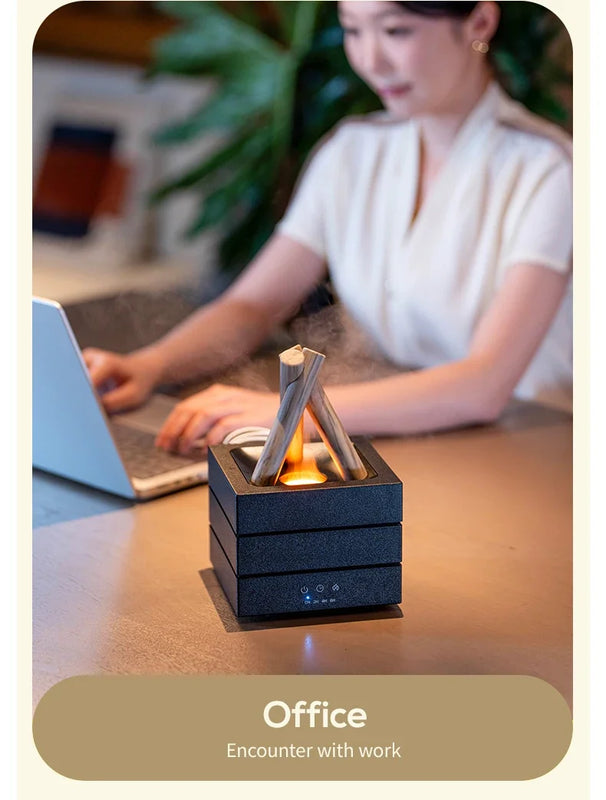 280ml Flame Aroma Diffuser USB Air Humidifier Colorful Atmosphere Light and Remote Control Bonfire Essential Oil Aroma Diffuser