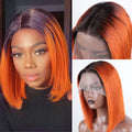 Black Pearl Ginger Lace Front 100% Human Hair Quality Wigs Glueless Wig Short Straight Bob Wig Lace Front Human Hair Wig