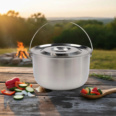 Stainless Steel Camping Cookware Pot With Lid And Handle | SAMAG