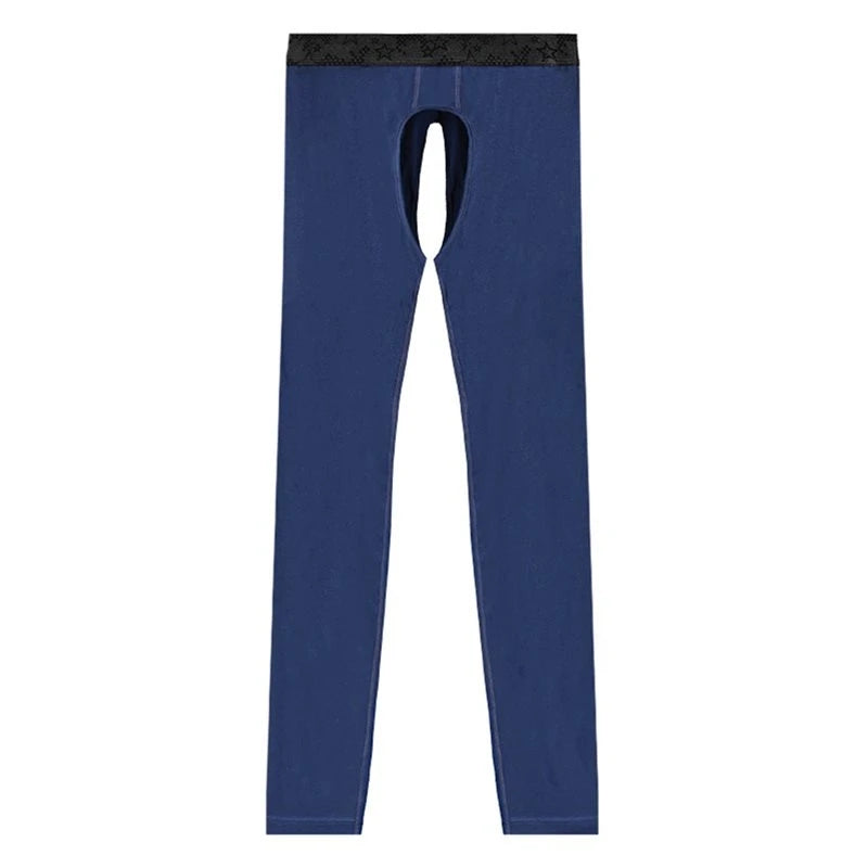Mens Open Fly Breathable Cotton Thermal Long Johns Black S Eco-Friendly