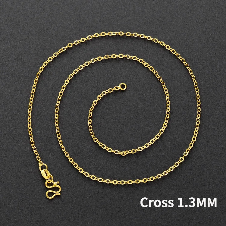 Real 14K Gold Color Necklace Chain for Women's Clavicle Chain Neck Collare for Girlfriend Fashion Birthday Jewelry Gift Not Fade