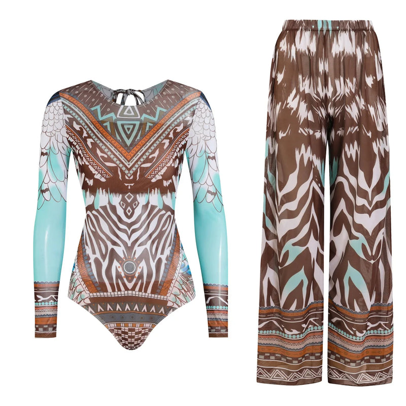 Women's Long Sleeve Swimwear Sunscreen One Piece Swimsuit | SAMAG