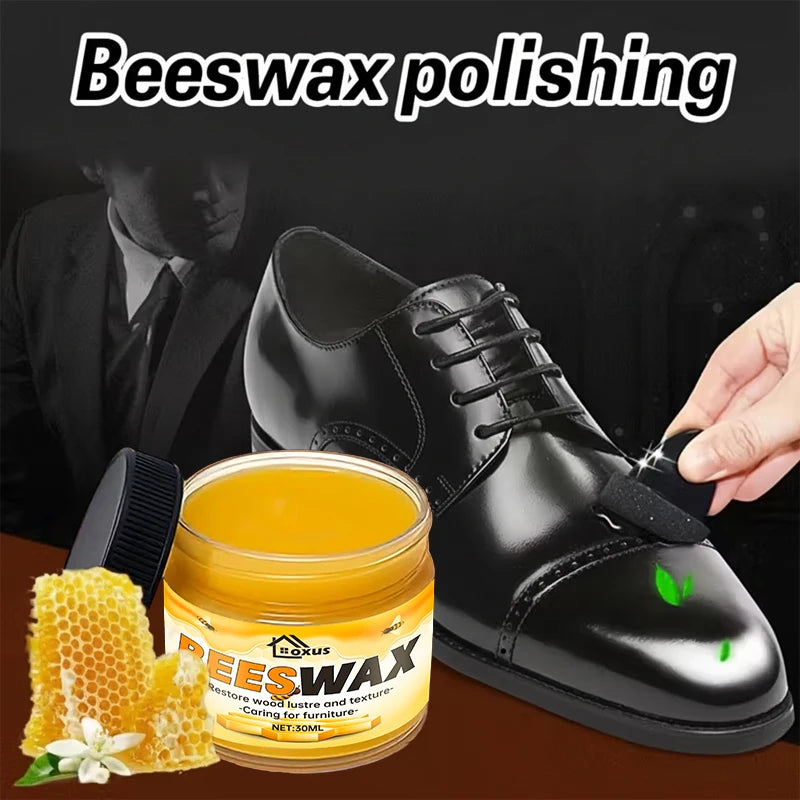 Shoe Care Kit - Suitable for Artificial Leather Surface Polishing and Maintenance, Premium Care Beeswax for Various Colors