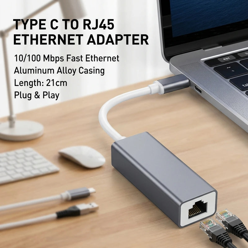 USB Type C Ethernet Adapter 1000/100 Mbps RJ45 Network Card for Mac PC Windows XP 7 8 10 Android - USB LAN Internet Cable