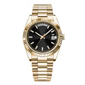 CORGEUT NH36 Mechanical Men's Watch Date of the Week Show President Chain Strap Steel Case Watch Threaded Arc Bezel Waterp
