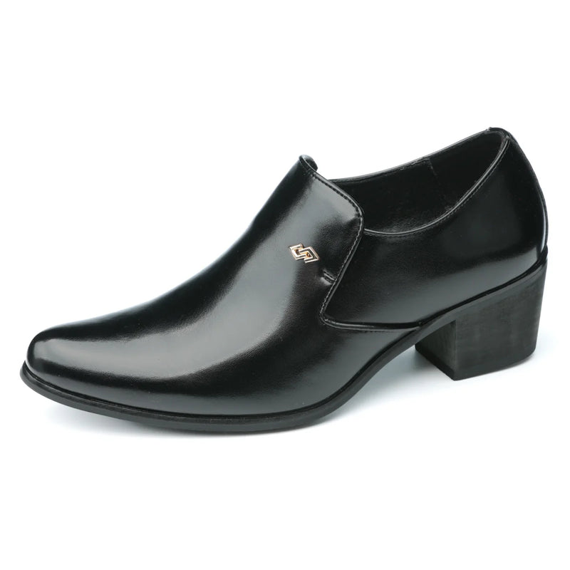 Premium Leather Men Shoes Slip On Loafers European Brand Business Casual Wedding Party Plaid Design Height Increasing
