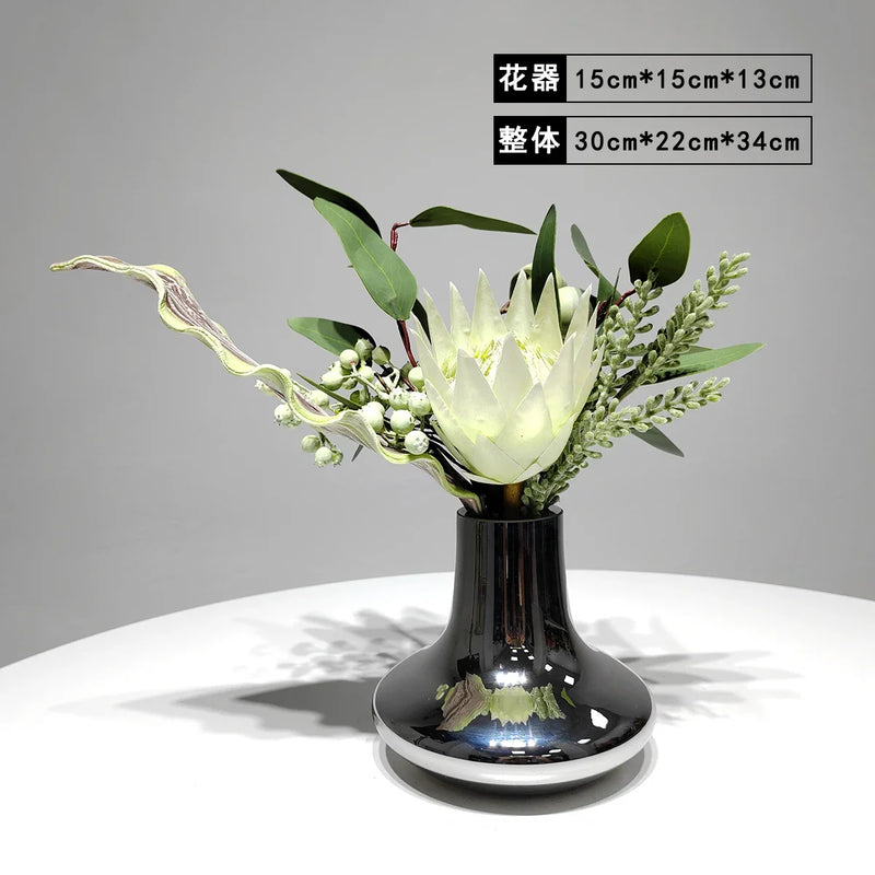 Elegant Artificial Flower Vase Set Home Office Decor Flower Arrangements Model Room Display