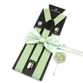 Novalty Sage Green Suspender Bowtie Set For Men Women Kids Romatic Wedding Party Elastic Y-back Straps Pants Shirt Accessory