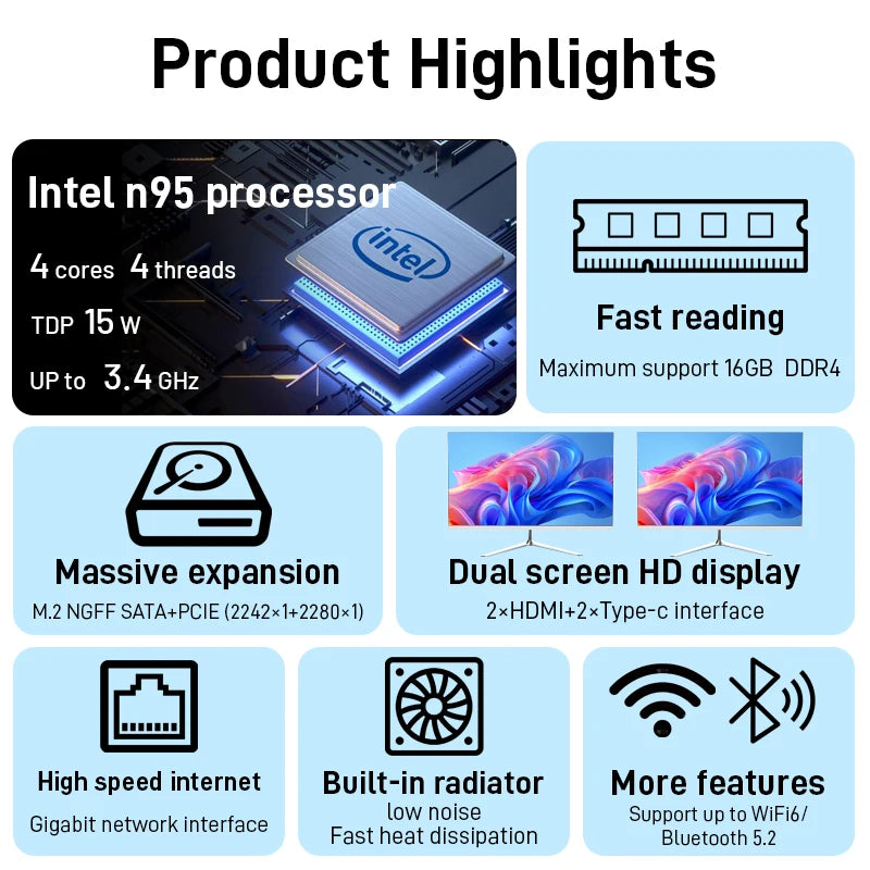 2026 Intel Mini PC Windows 11 Intel N150 Mini Pc Computer 32GB RAM 1/2TB SSD Mini host WIFI6 BT5.2 pc mini computer Pocket PC