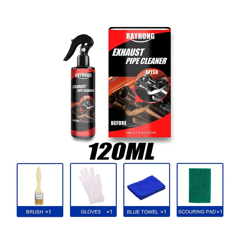 30/120ml Car Motorcycle Exhaust Pipe Cleaner Car Rust Remover with Gloves and Brush Repair Maintenance Tool Set Car Clean Tools