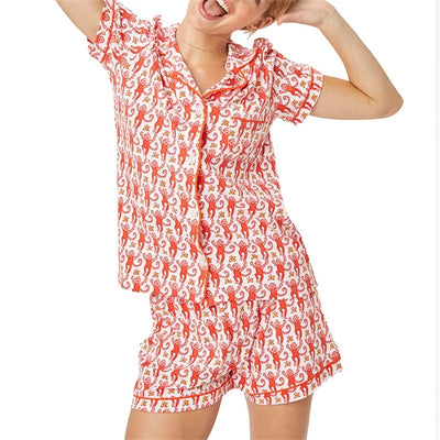 Monkey Print Short Sleeved Spring/summer New Pajama Set | SAMAG