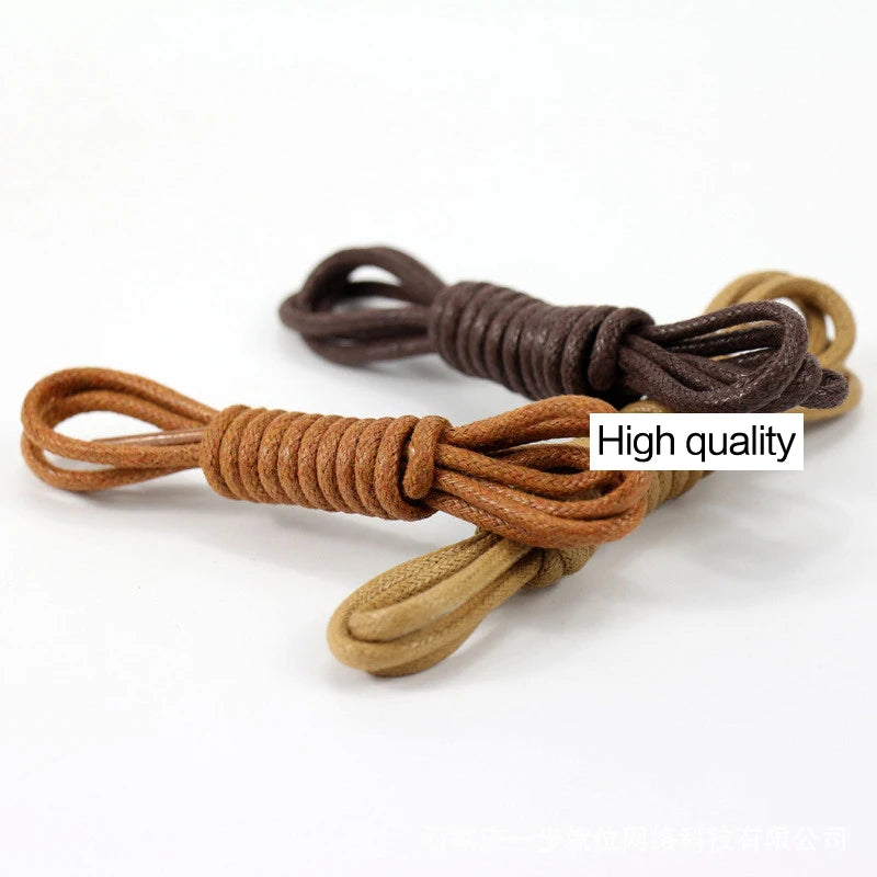 1Pair Waxed Cotton Round Shoe laces Coloured Leather Shoes lace Waterproof ShoeLaces Men Boots Shoelace Shoestring