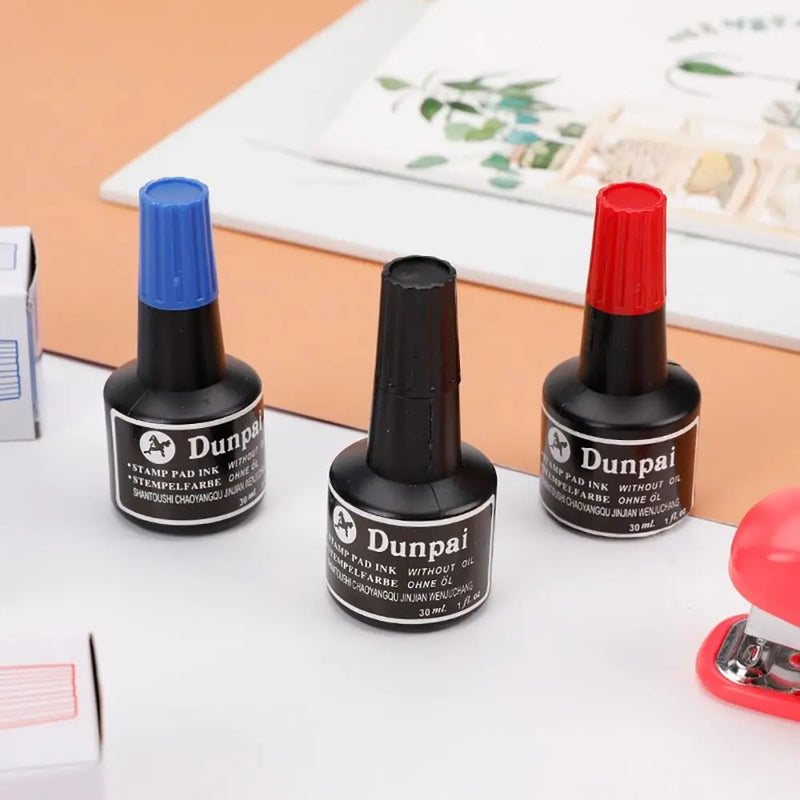 High Quality 30ML Stamp Pad Ink Red/Blue/Black Non-erasable Marker Pen Ink Quick-drying Stamp Paste Ink