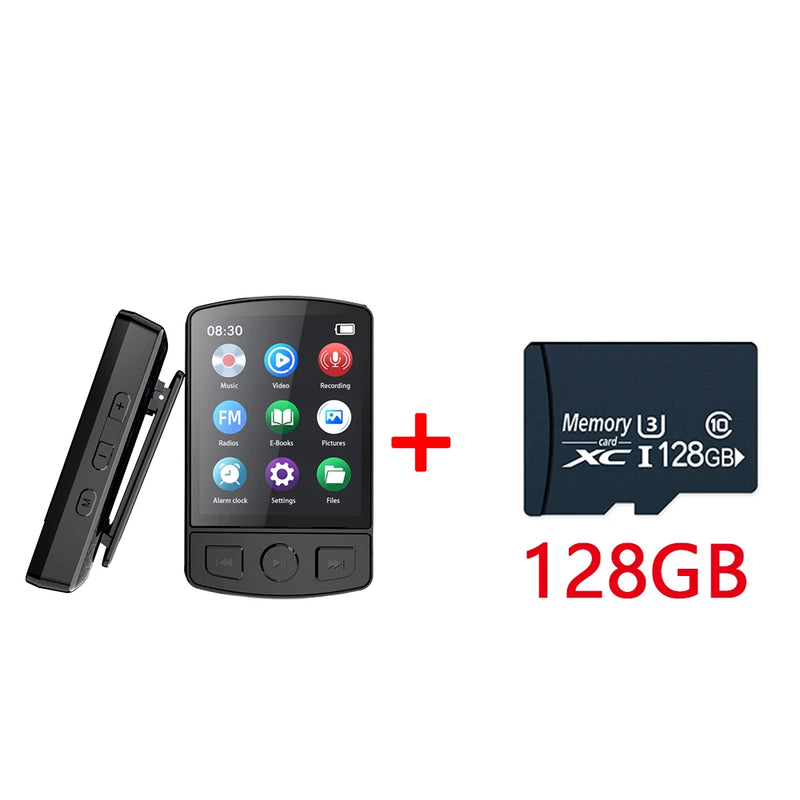 Portable MP3 Player Sport Clip Walkman HiFi Sound Bluetooth5.2 Student Walkman 1.8 Inch Screen with FM Radio E-Book MP3 Player