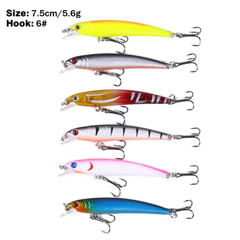 Mixed Minnow Fishing Lures Hard Bait Crankbaits Bass | SAMAG