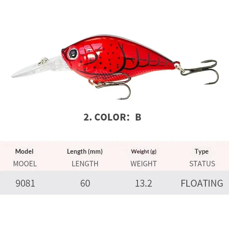 60mm 13.2g Crankbait Fishing Lures Floating Wobbler | SAMAG