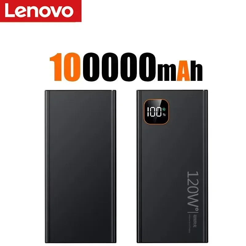 Lenovo Huge Capacity 500000mAh Portable Power Bank 120W Super Fast Charging External Battery Charger For Xiaomi iPhone Samsung