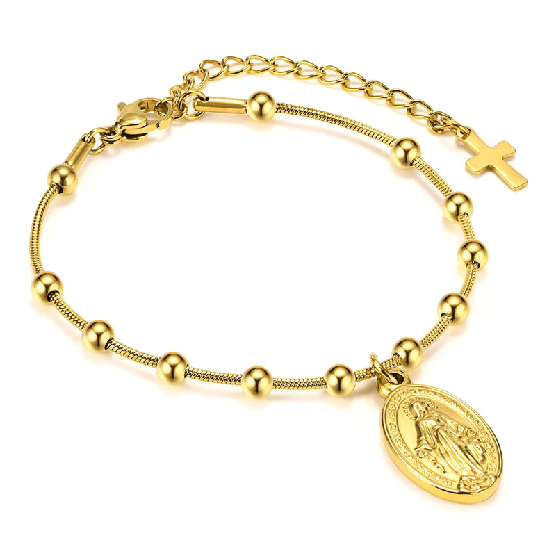 Women Stainless Steel Chain Bracelet, 18K Gold Plated Twist Paperclip Adjustable Link Chunky Stackable - Visuel 7 | SAMAG
