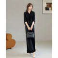 Miyake Pleated Women's Suit 2026 Autumn New V-neck Earring Shirt Top Wide-leg Pants Two-piece Set