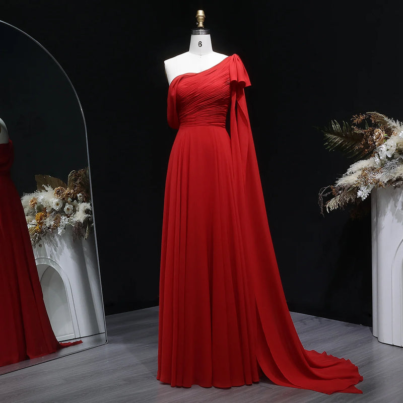 Sharon Said Dubai Red Off Shoulder Elegant Evening Dress | SAMAG