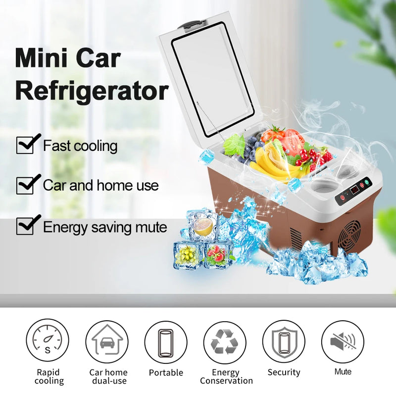 Yannice Mini Fridge Home Car Appliance Refrigerator Portable 15L Large Capacity Digital Display Super Cooling Box For Camping