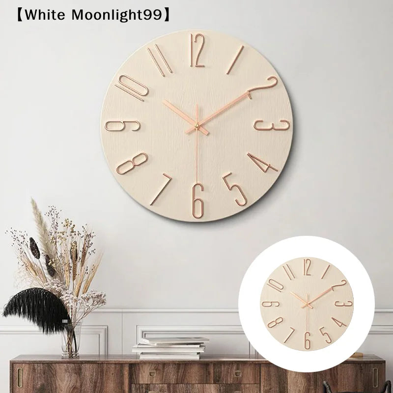 〔White〕 Living Room Wall Clock Simple Wall Mounted Household Stylish Decorative Clock 12 Inches 30cm