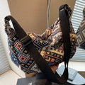 Vintage Female Shoulder Messenger Bag Trend Simple Zipper Handbags Ethnic-Style Canvas Shoulder Bag Small Tote Crossbody Bags