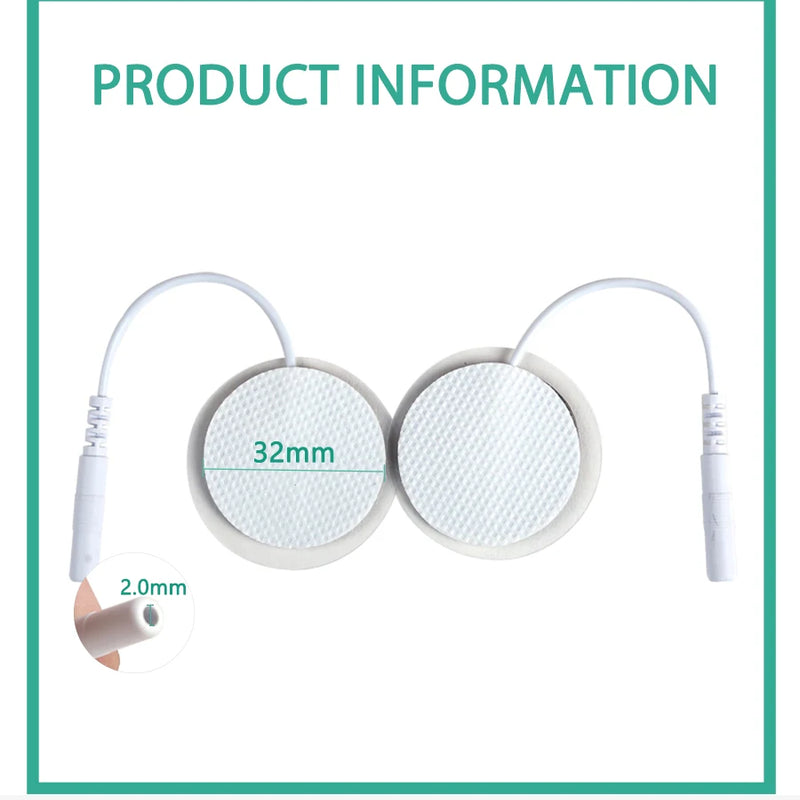 10Pcs 2mm Plug Non-woven Fabric Reusable Self Adhesive Electrode Pads Conductive Gel Pad Body Digital  Massager