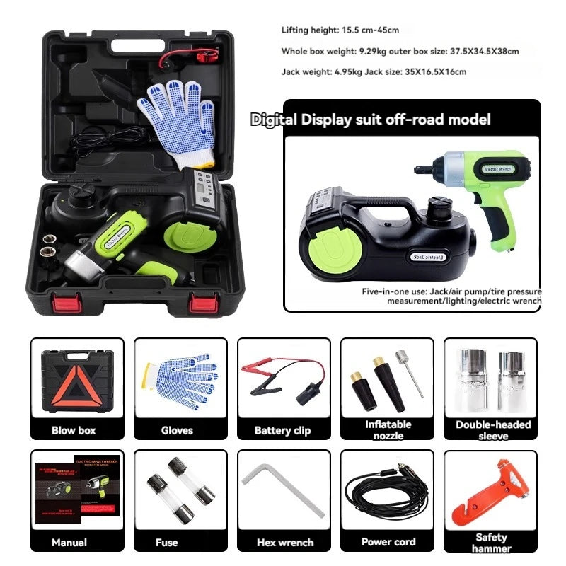 Electric Car Jack with Electric Impact Wrench  Portable Car Jack for SUV MPV Sedan Truck Change Tires Garage Repair